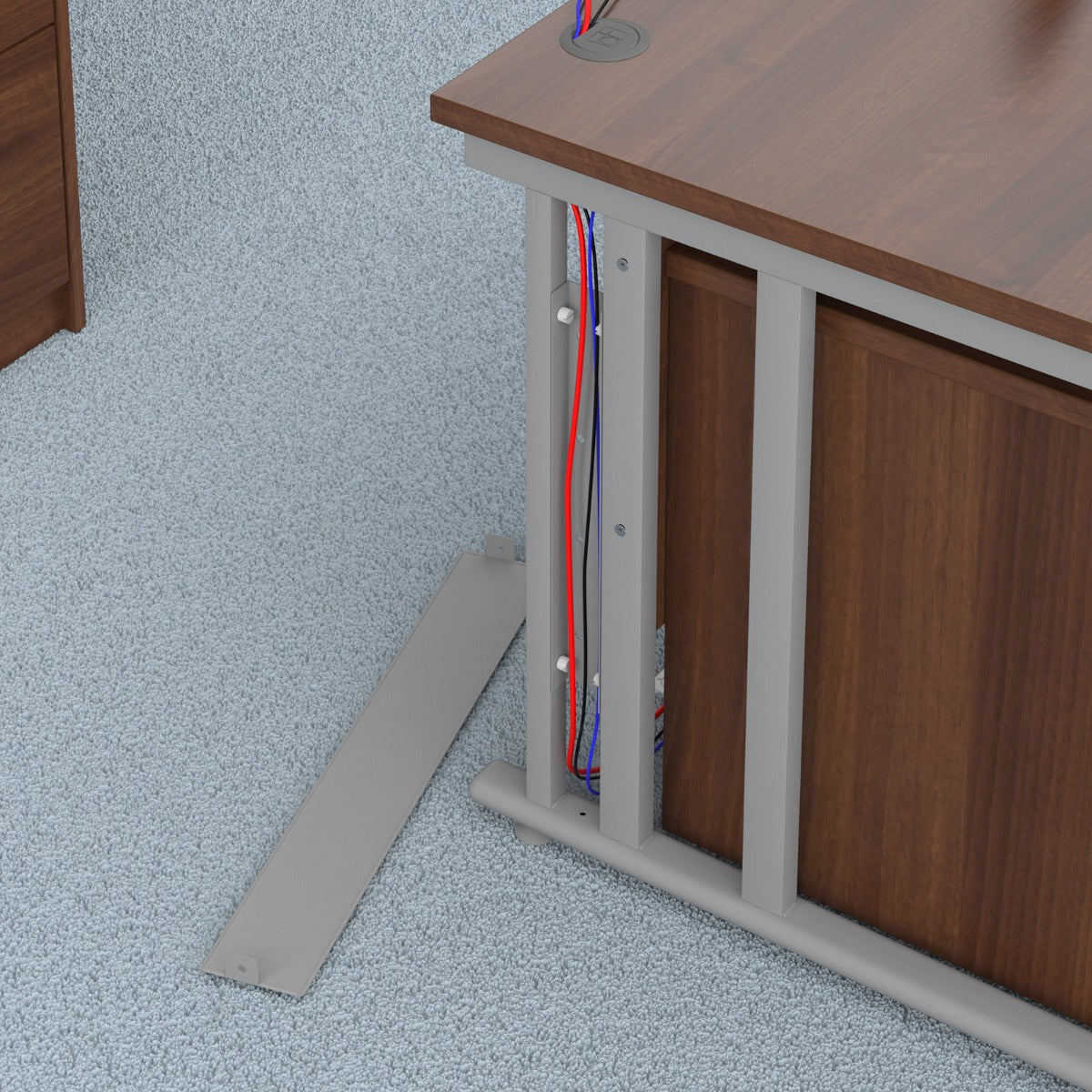Maestro Cable Management Leg Right Hand Ergonomic Corner Office Desk with Three Drawer Pedestal
